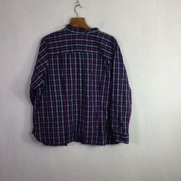 Talbots Womens Cotton Plaid Ruffle Collar Button Up Shirt Multi Plus Size 3X - Picture 7 of 12